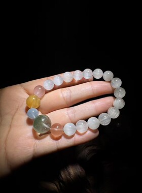 天然水晶手链女款单圈白兔毛钢丝手串饰品礼物送女友闺蜜水晶