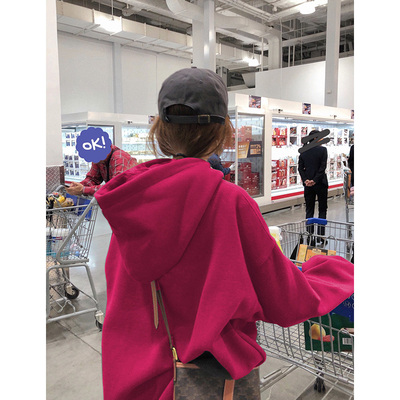 火龙果色连帽卫衣vintage