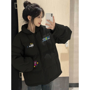 韩系学生黑色90白鸭绒羽绒服女冬季新款设计感小众初中生加厚外套