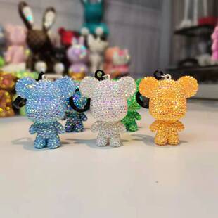 暴力熊DIY贴钻材料包小熊公仔钥匙扣创意小礼品送女生大头熊挂件