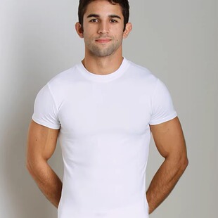 T恤纯棉内搭打底百搭内衣 小圆领短袖 定制男士 白色修身