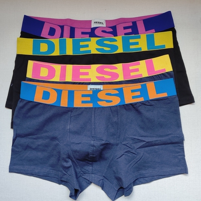 Men Boxer Briefs, Colorful Logo Waistband, Black Body