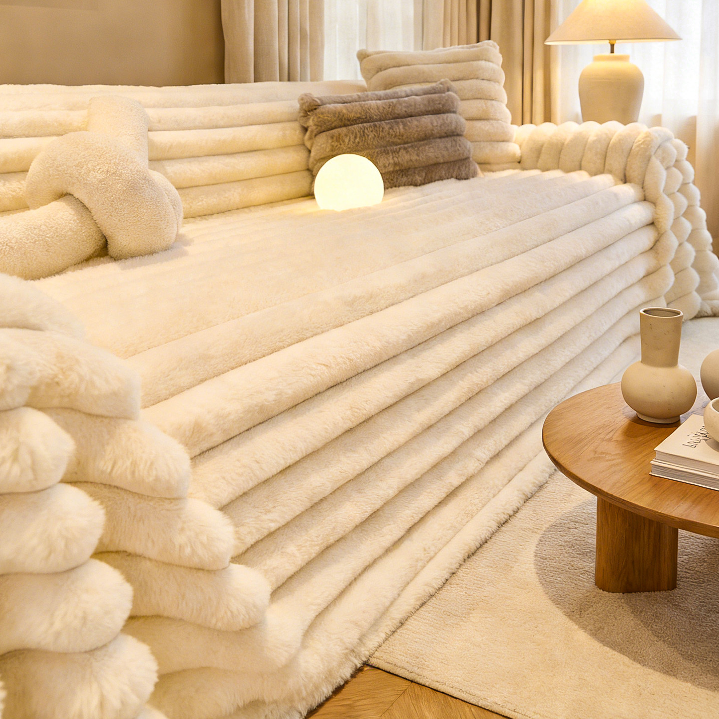 毛绒冬季沙发盖布2026新款轻奢高级感加厚沙发巾一片式防滑保暖,居家布艺,沙发套,淘宝优惠券,粉丝福利购,淘宝优惠卷