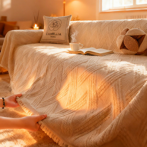 简约冬季加厚毛绒保暖沙发巾