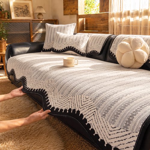 中古风四季防猫抓皮防滑沙发垫