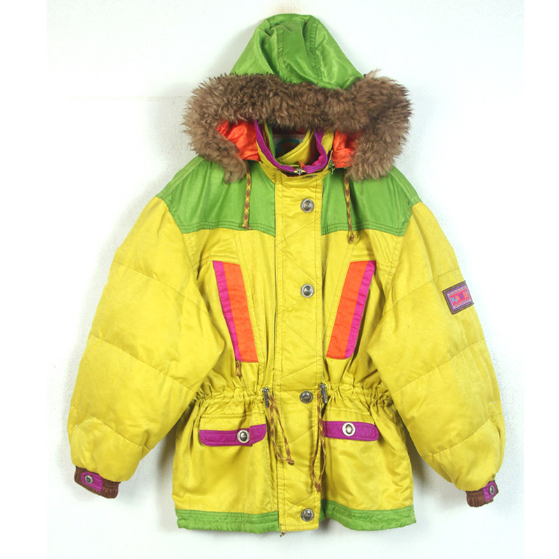 秋冬装孤品复古日本中古着vintage彩色滑雪服羽绒服户外运动外套