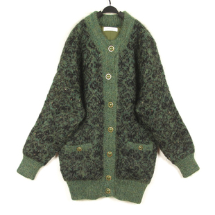 秋冬装孤品复古古着vintage日本橄榄绿马海毛金丝混色毛线毛衣