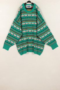 秋冬装孤品复古古着vintage新西兰绿色费尔岛绵羊宽松毛衣