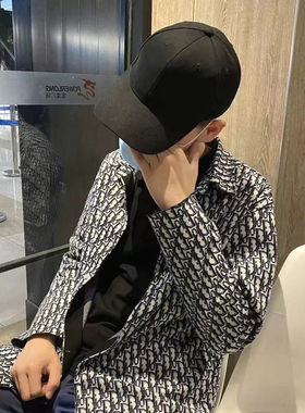 网红提花格子衬衫男ins超火宽松长袖bf学生衬衣薄款外套个性寸衫