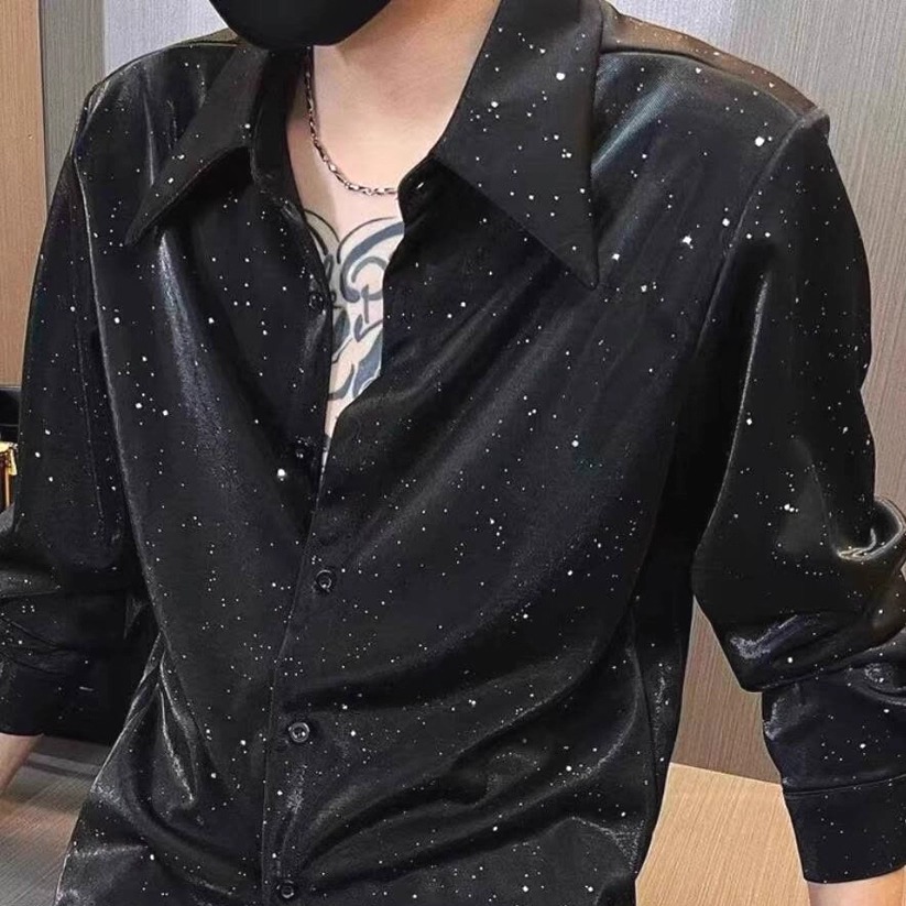 星空亮点衬衫男禁欲系宽松长袖潮