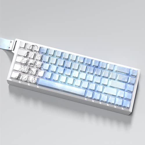 芙宁娜二次元主题键帽原厂侧刻透光PBT热升华适配60/68 ND63/64