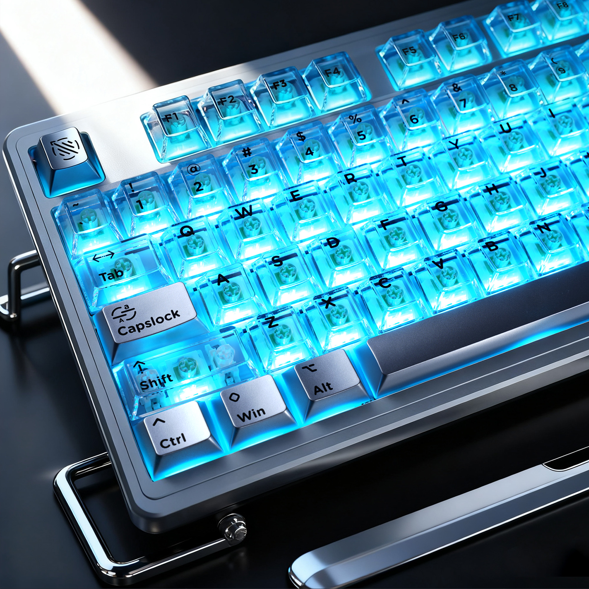 流银键帽银色金属漆+透明PC原厂高度192键大全套适配磁轴机械键盘