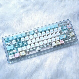 玉桂狗键帽侧刻透光PBT+PC个性可爱增补适配机械键盘diy60 75 87