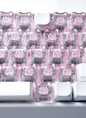 小懒猫爱心键帽透光PC正刻猫头可爱个性DIY素材适配机械键盘68 87