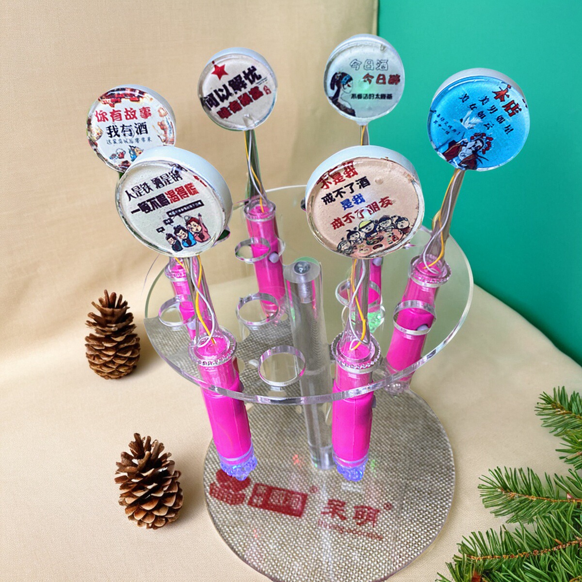 酒吧创意糖果发光棒棒糖呆萌LED酒吧夜场ktv玫瑰话梅七彩闪光七彩