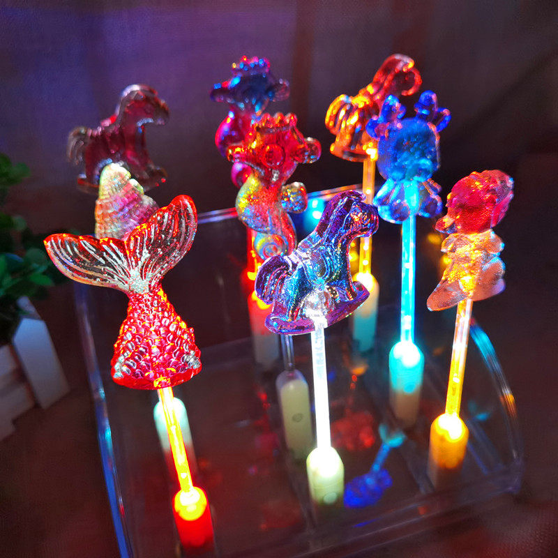 儿童节呆萌水晶led美人鱼尾发光棒棒糖糖果生日礼物儿童少女零食