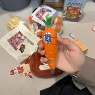 新款 可爱胡萝卜造型动漫谷子笔 疯狂动物城尼克朱迪录音圆珠笔爆款