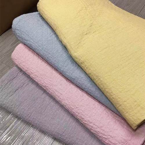 [100%水洗棉] 田园风小米格情侣枕巾和床盖 柔软不起球不掉色枕垫