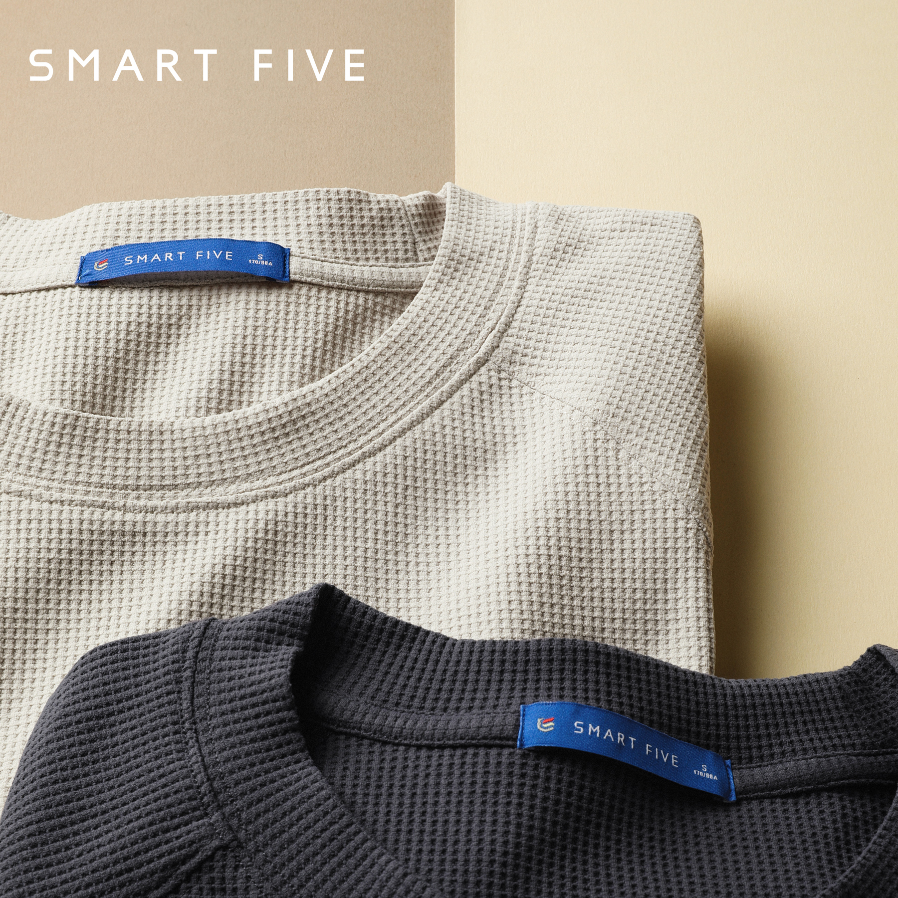 华夫格运动休闲圆领无帽卫衣t恤