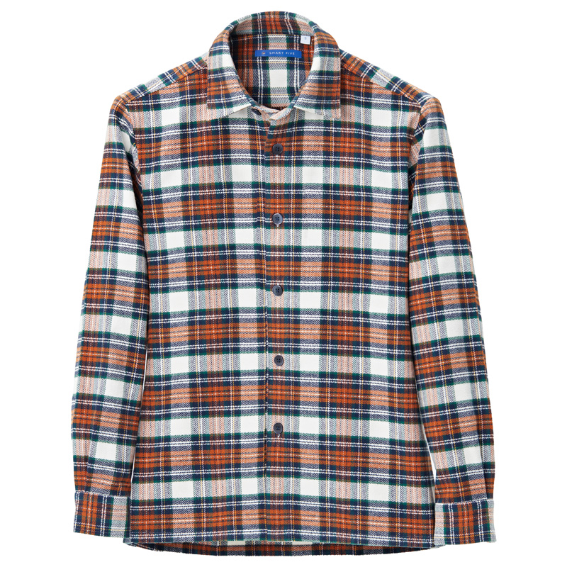 纯棉加厚男士衬衫秋冬季青年休闲翻领外套式衬衣宽松格纹潮流外搭