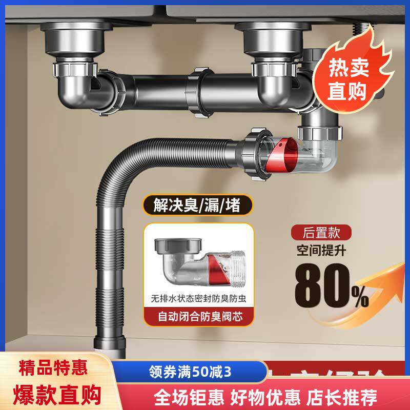 洗菜盆下水管配件管管件厨房省