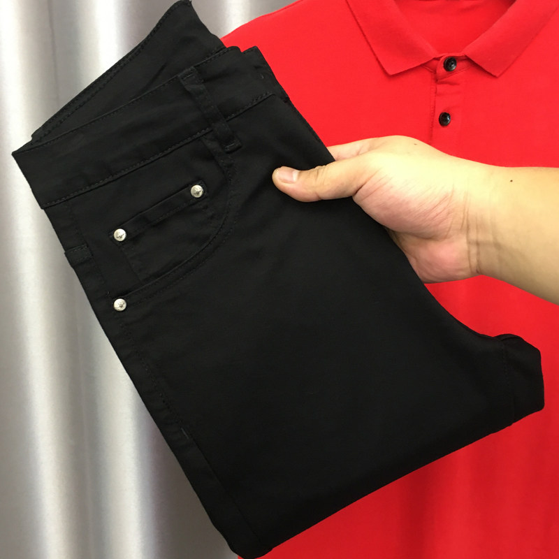 ZERODEGREENORTH 블랙진 남성 가을 트렌디한 신축성 있는 슬림핏 캐주얼 팬츠