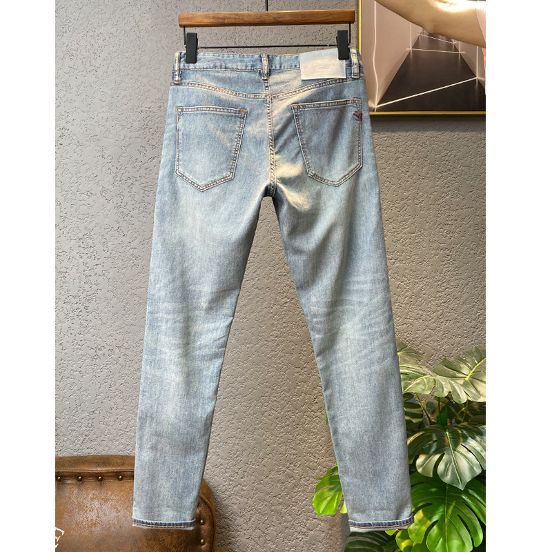 ZERODEGREENORTH 청바지 남성용 슬림핏 스몰 스트레이트 초박형 아이스 실크 다목적 캐주얼 미드 웨이스트 바지