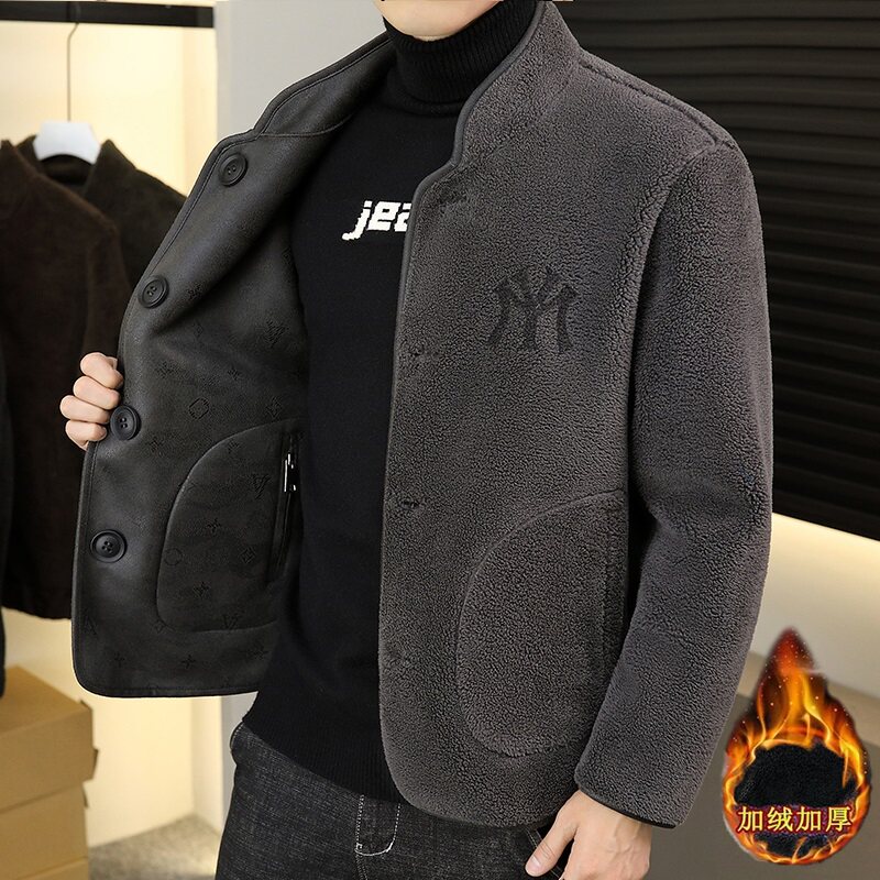 ZERODEGREENORTH 겨울 리버시블 사슴가죽 벨벳 올인원 남성 자켓 플러스 라지 램 벨벳 코트