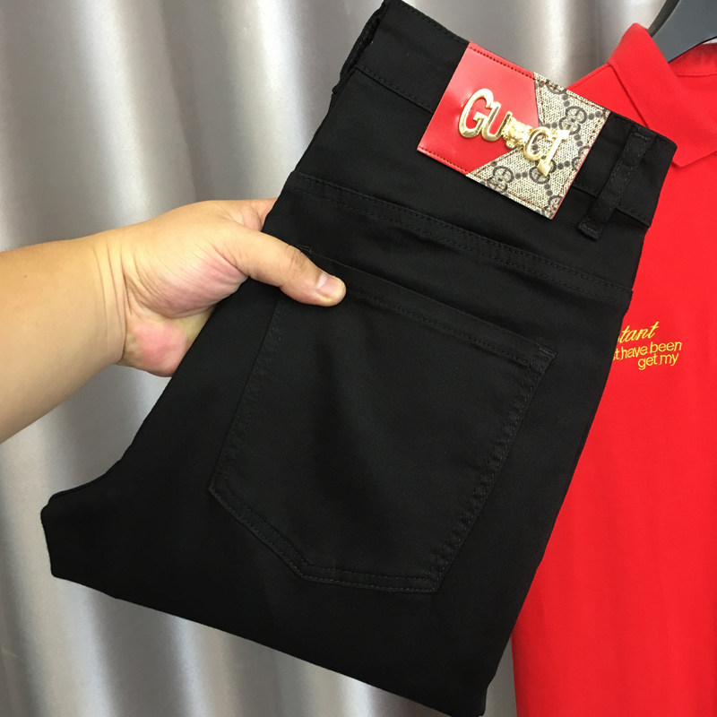 ZERODEGREENORTH 블랙진 남성 가을 트렌디한 신축성 있는 슬림핏 캐주얼 팬츠