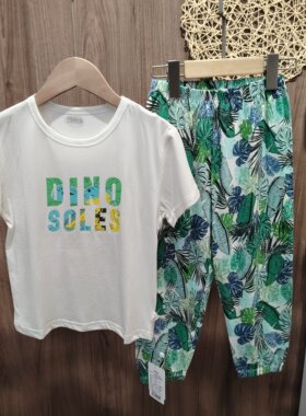 小袋鼠希瑞儿童夏装男童短袖防蚊裤套装薄款莫代尔家居服外出服