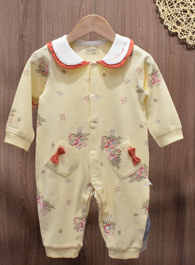 （断码清仓）旺贝特婴儿衣服秋款新生儿连体衣纯棉女宝宝长袖爬服
