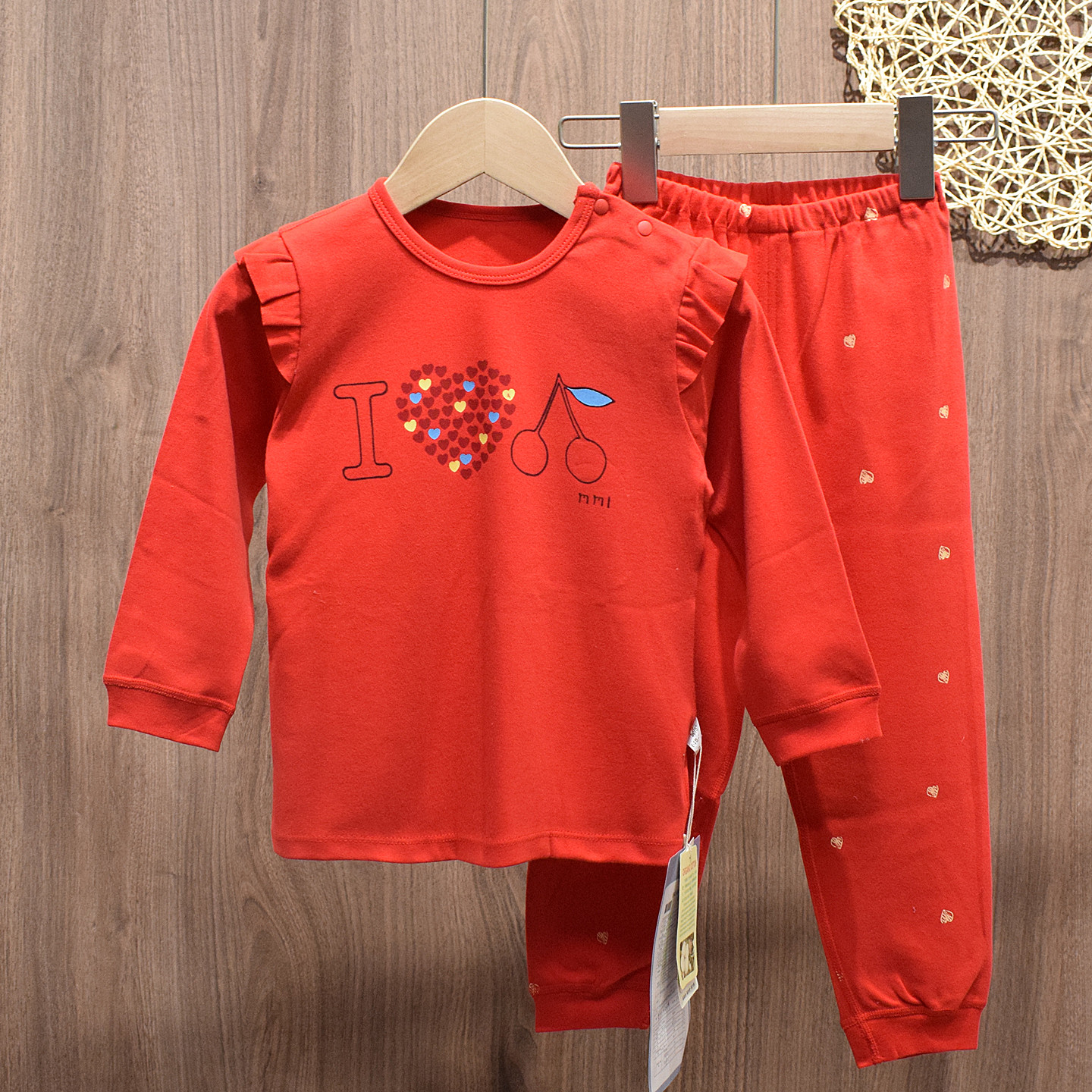 木木乐宝宝内衣套装新年大红色秋衣秋裤女童家居服睡衣1-2-3-4岁