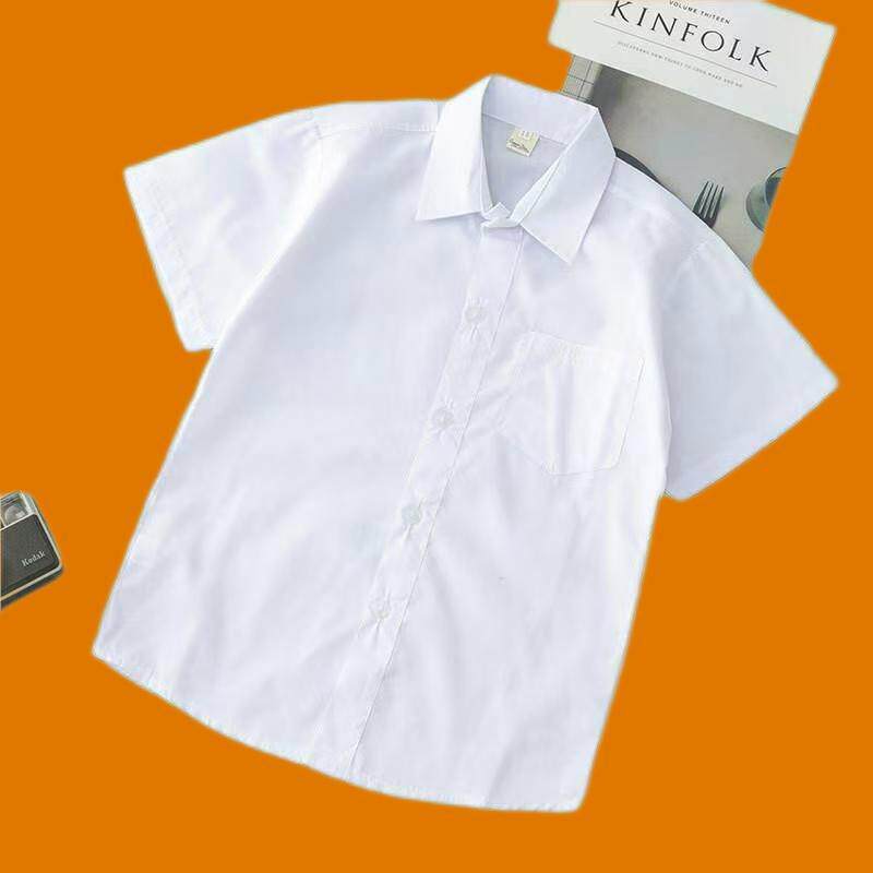 男童短袖白衬衫女孩短袖白衬衣学生校服男女童短袖白衬衫表演服
