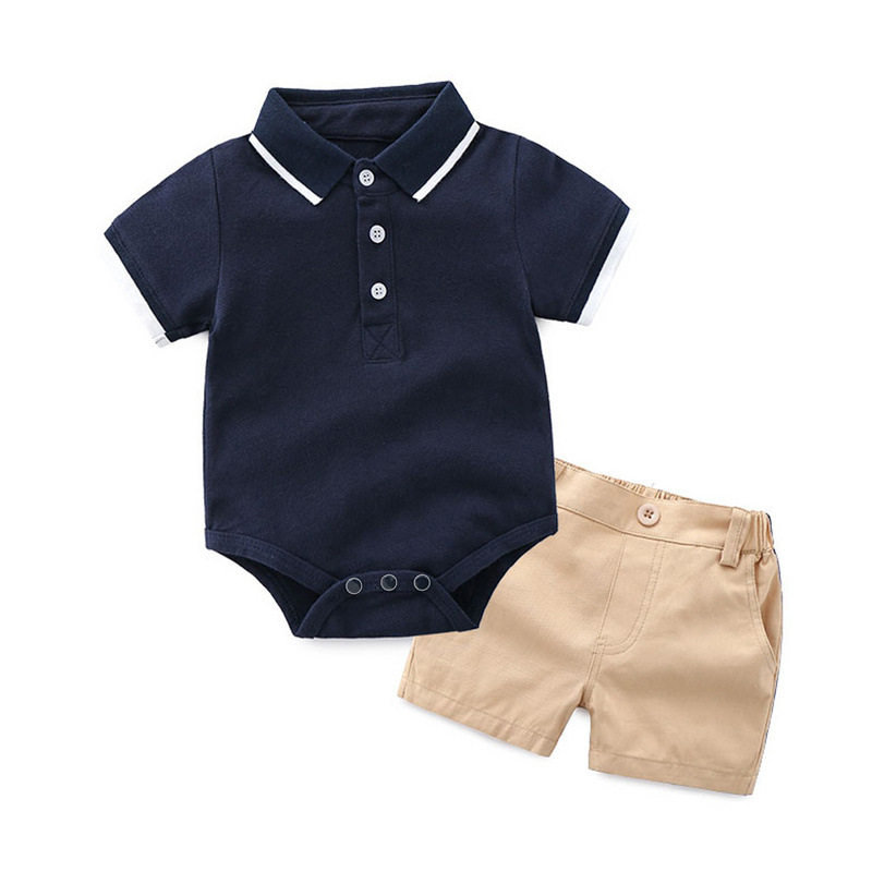 童装男童Polo短袖+休闲短裤套装