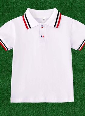 儿童polo衫31888校服标准男女孩中大童短袖体恤纯棉白色带领上衣