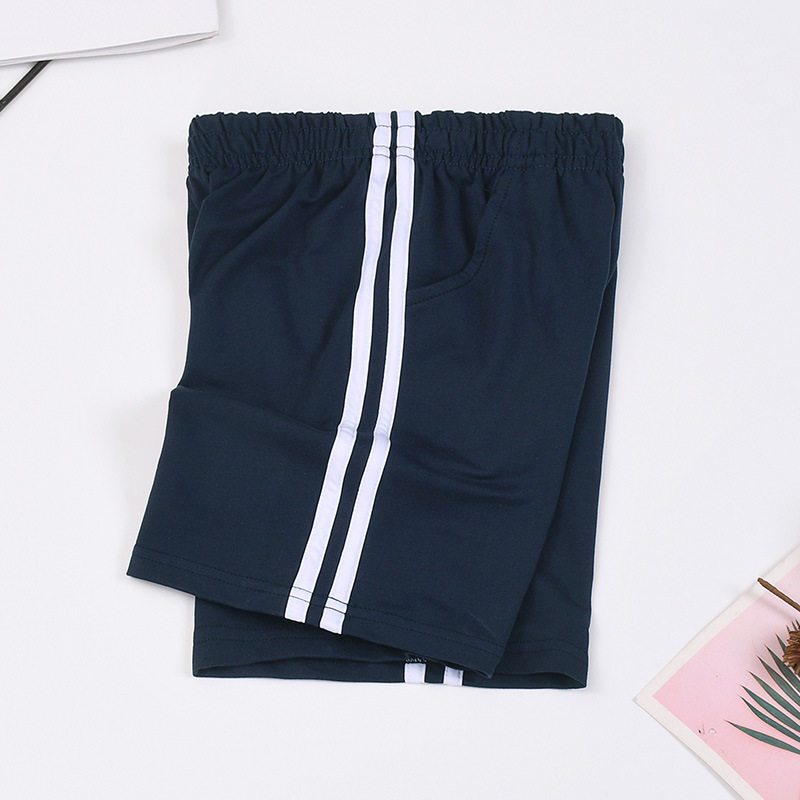 男童夏季纯棉校服短裤藏青红白