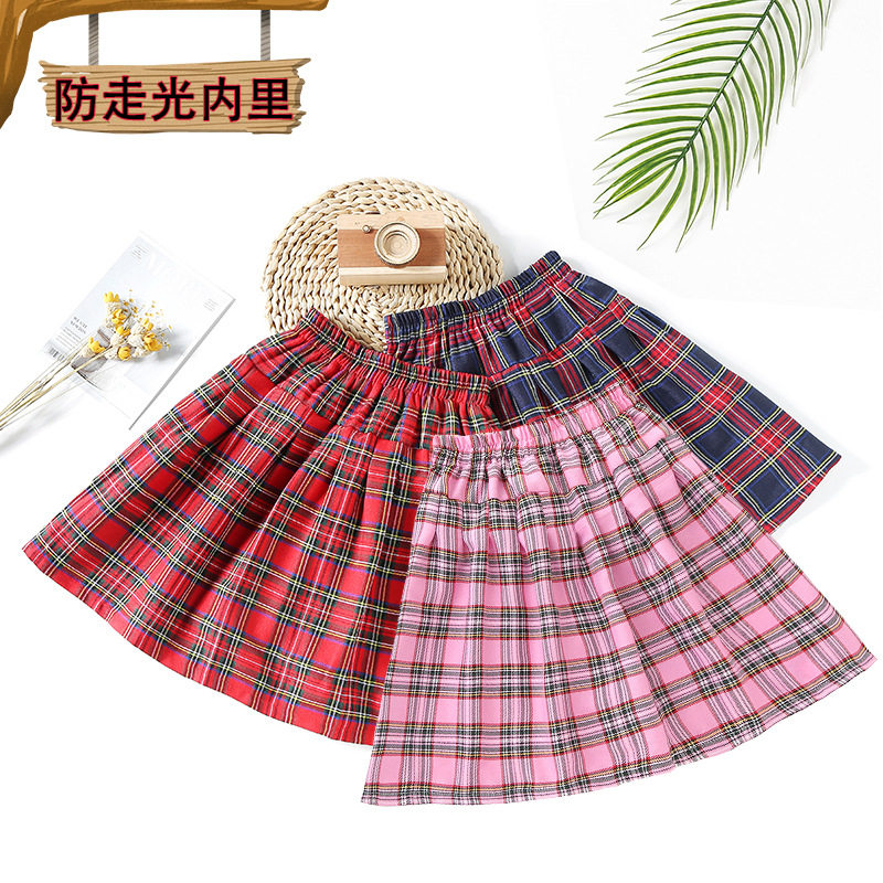 女童苏格兰格子蓬蓬半身裙JK风