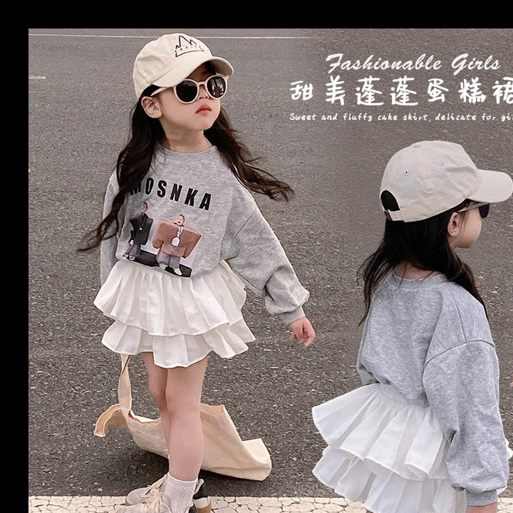 女童春夏白色蛋糕蓬蓬半身裙儿童