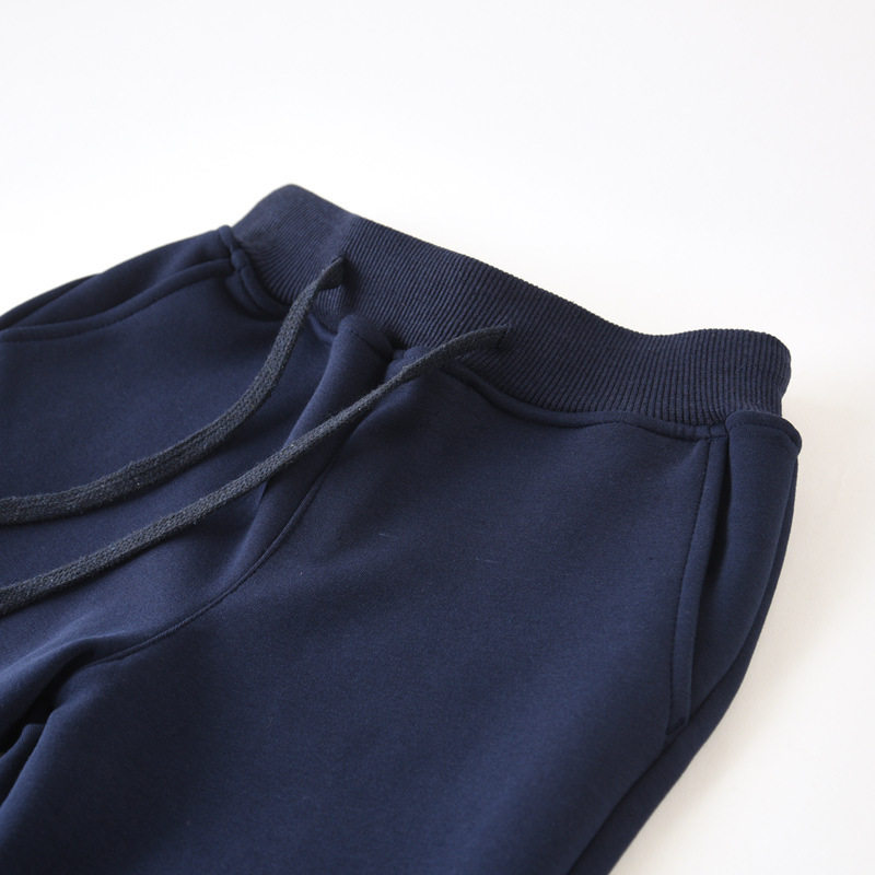 伊顿男童运动裤加绒加厚长裤女童藏青色裤子儿童小学生校裤深蓝色