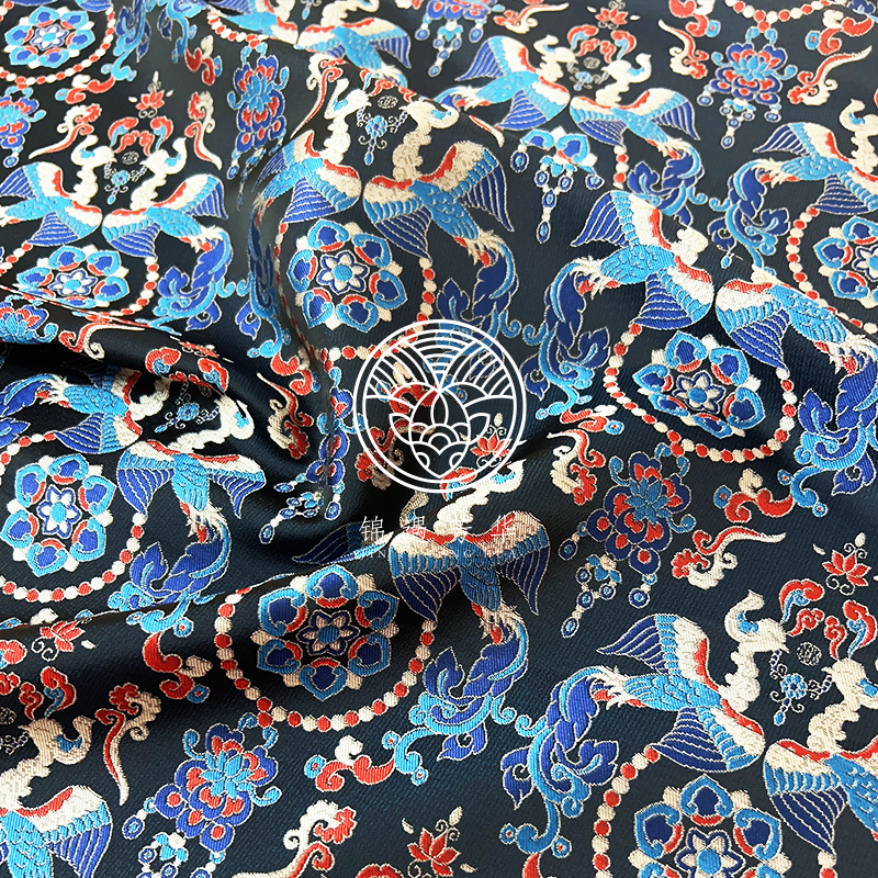 真丝宋锦面料黑底彩花布料高级女装时装面料旗袍,纺织面料/辅料/配套,丝绸布料,淘宝优惠券,粉丝福利购,淘宝优惠卷