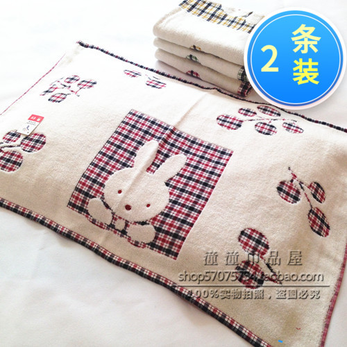 金号 纯棉双层布艺卡通小兔枕巾 无捻薄款 RB465WH两条装包邮