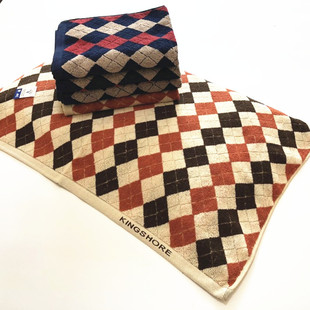 包邮 G2354A两条价 枕巾柔软吸水 金号品牌纯棉英伦菱形格提缎男士