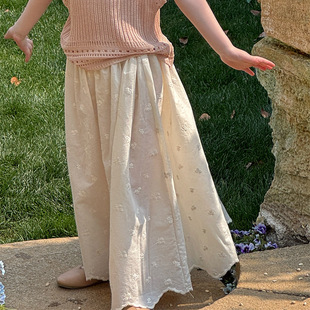 2025夏季女童刺绣花边奶奶裤 女童田园百搭休闲遛弯洋气裤子