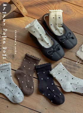 XY52250秋季新款儿童袜宝宝可爱点点花边短袜精梳棉公主风潮袜