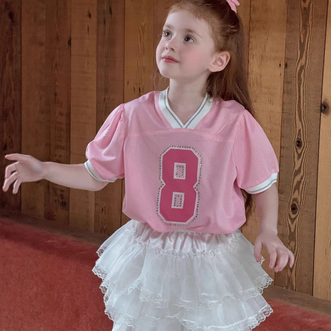 2025夏季新款童装韩版女童速干篮球服短袖儿童字母短袖T恤