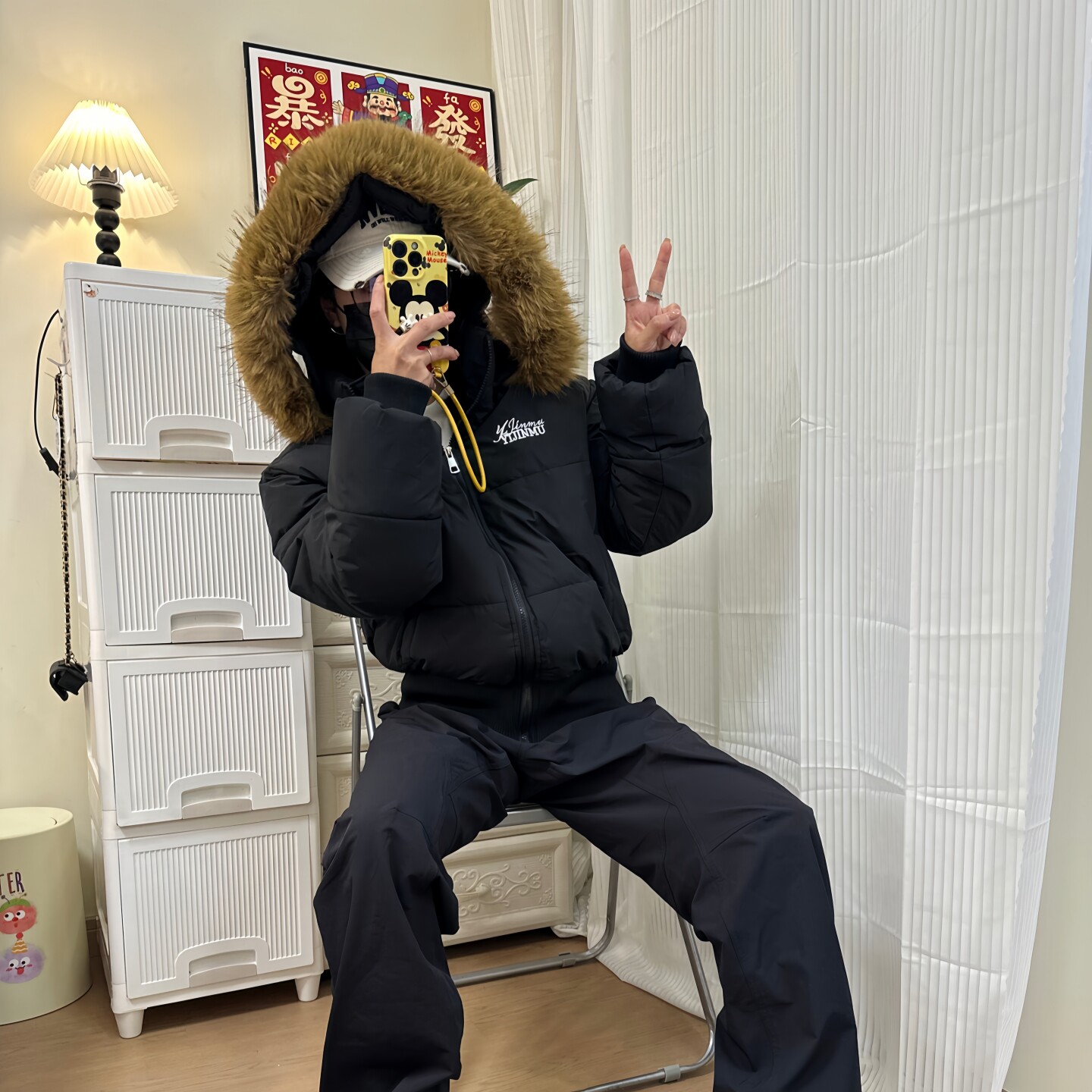 森森2025冬季短款羽绒棉服女美式小个子大毛领潮流女生百搭外套