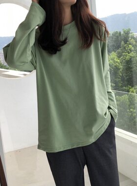 港风ins长袖T恤女春季原宿bf百搭韩版学生宽松慵懒风复古chic