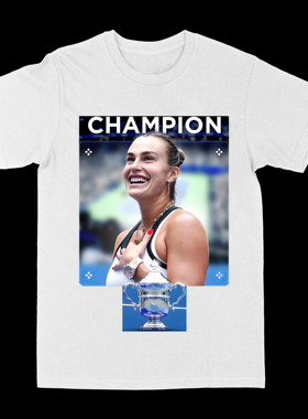 Sabalenka萨巴伦卡网球夺冠印花美式复古重磅纯棉短袖T恤男女同款