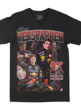 F1维斯塔潘美式复古印花圆领短袖男女同款潮流潮牌T恤Verstappen