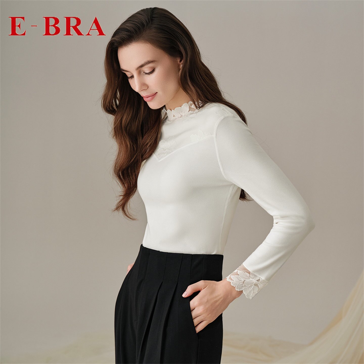 E-BRA秋冬外穿高领秋衣女打底衫